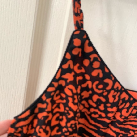 Orange Black Animal Print Silky Tank Top Women’s Size XS - Picture 7 of 16